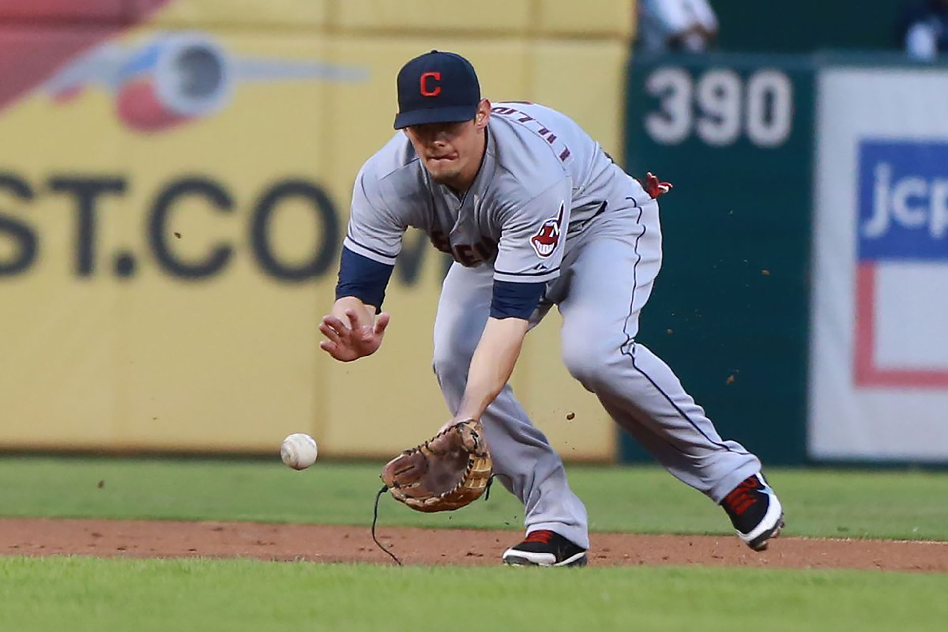 Brent Lillibridge Fielding a Grounder for the Cleveland Indians