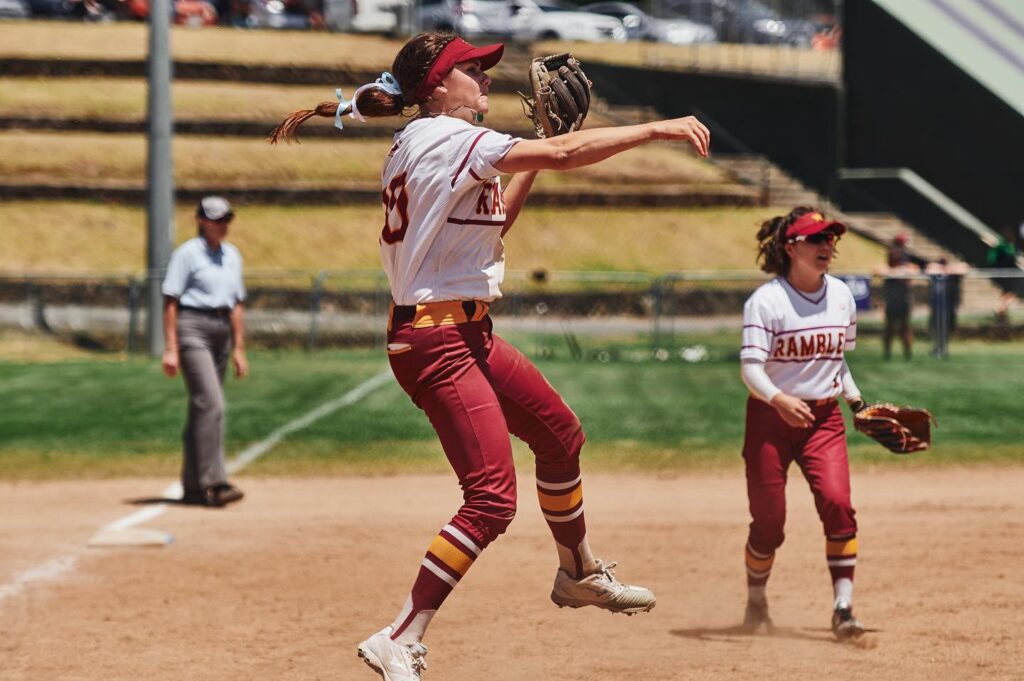 Softball Pitcher Lisa Maulden Fires to First Base