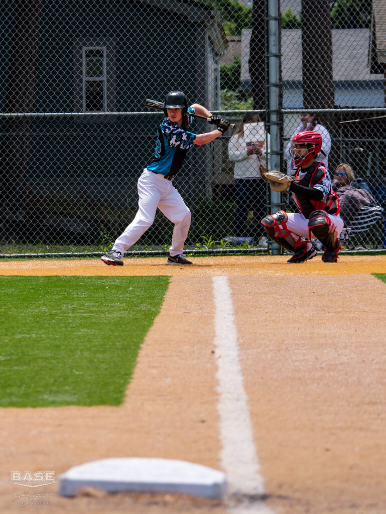 View Down Third Base Line as Player Bats During BASE by Pros Summer League 2023